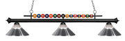 Shark 3 Light 58" Billiard, Glass Shades in Matte Black
