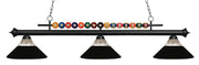 Shark 3 Light 58" Billiard, Glass Shades in Matte Black