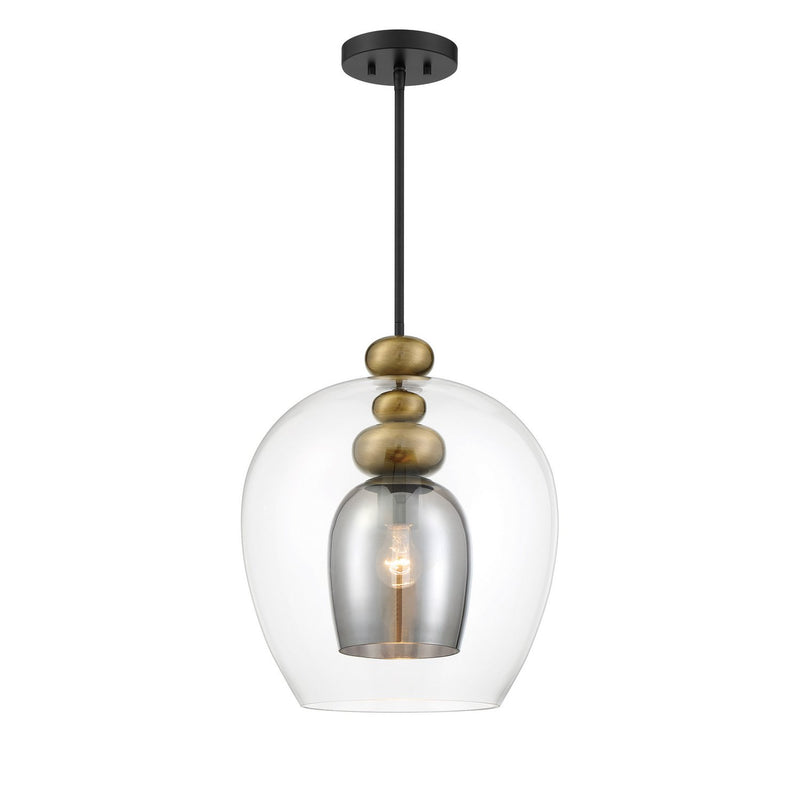 Amesbury Small Pendant in Coal and Oxidized Aged Brass