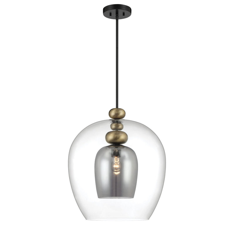 Amesbury Large Pendant in Coal and Oxidized Aged Brass
