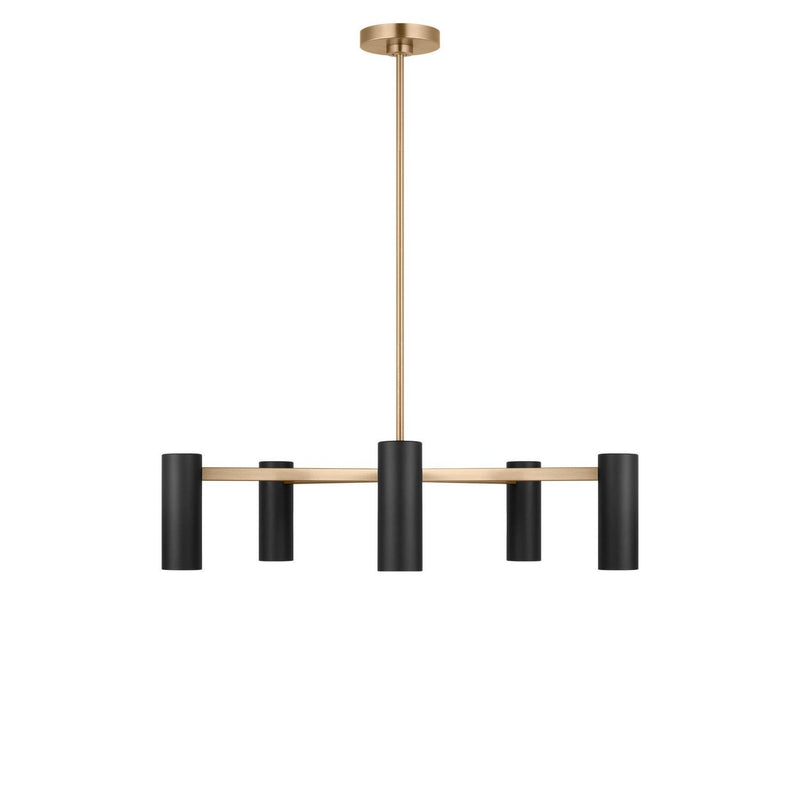 Zentro 5-Light Chandelier in Satin Brass