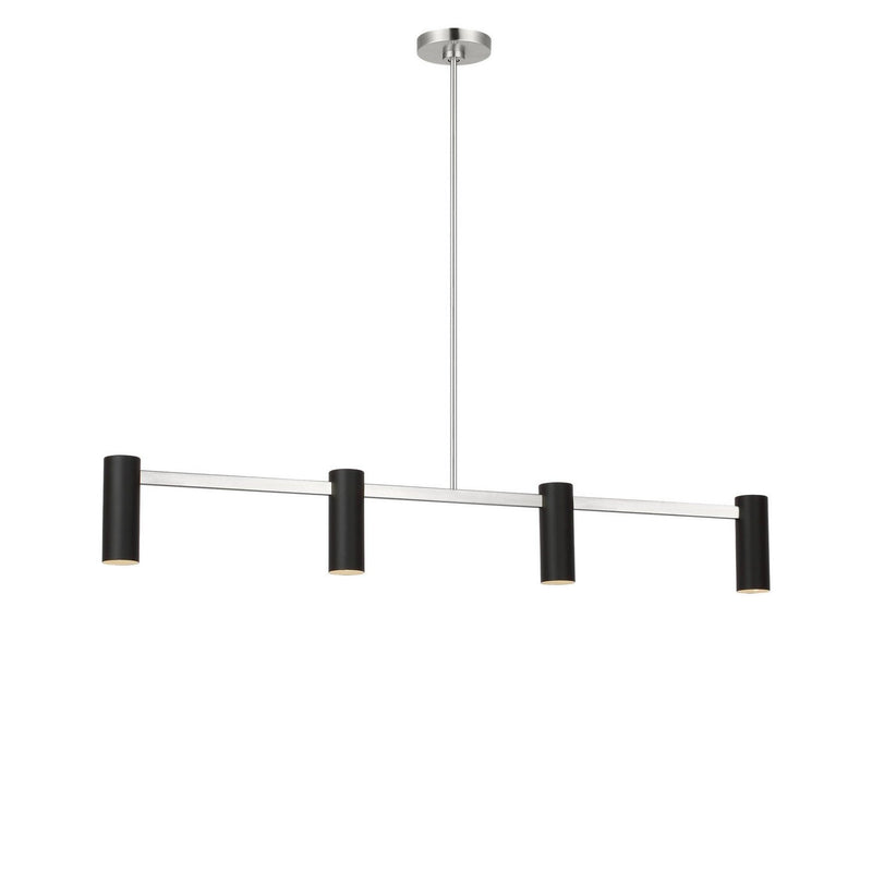 Zentro 4-Light Linear Chandelier in Brushed Nickel