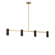 Zentro 4-Light Linear Chandelier in Satin Brass