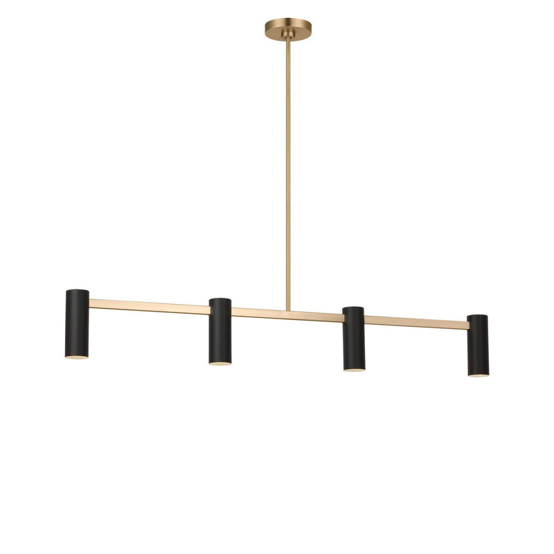 Zentro 4-Light Linear Chandelier in Satin Brass