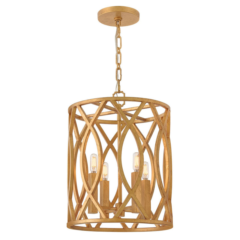 Leona 4-Light Pendant in Distressed Brass