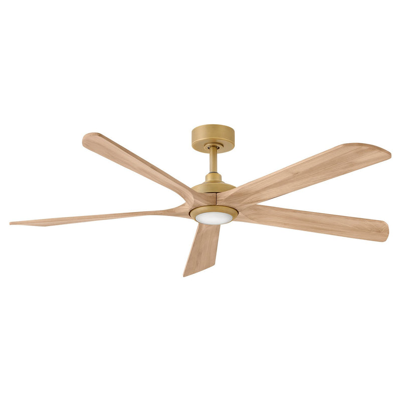 Layton 58" Outdoor Smart Ceiling Fan with Light in Heritage Brass / Natural