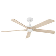 Layton 58" Outdoor Smart Ceiling Fan with Light in Matte White / Bleached Ashwood