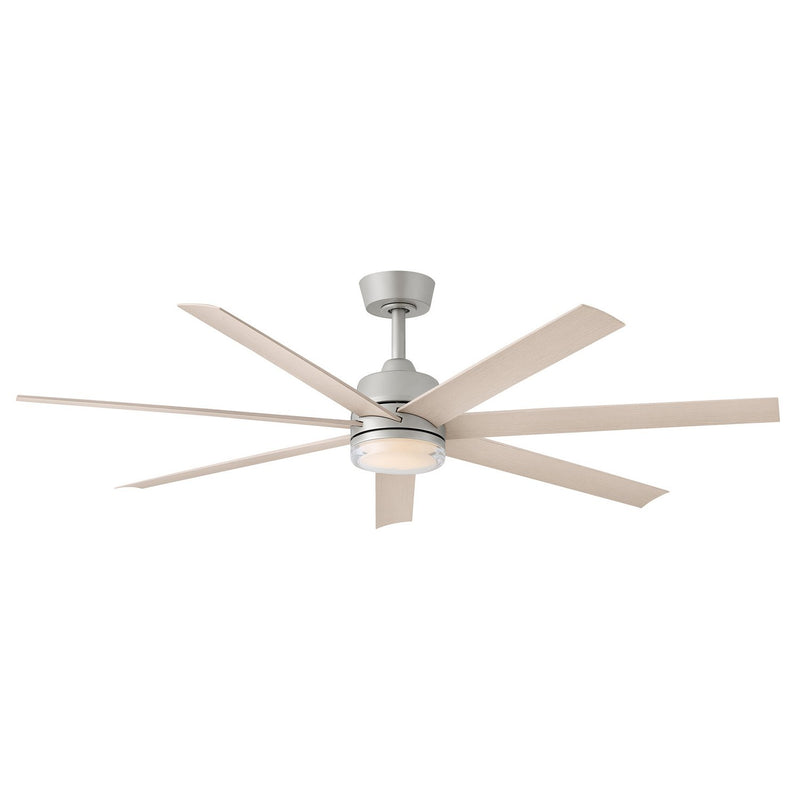 Current 56" Outdoor Smart Ceiling Fan with Light in Brushed Nickel / Bleached Ashwood