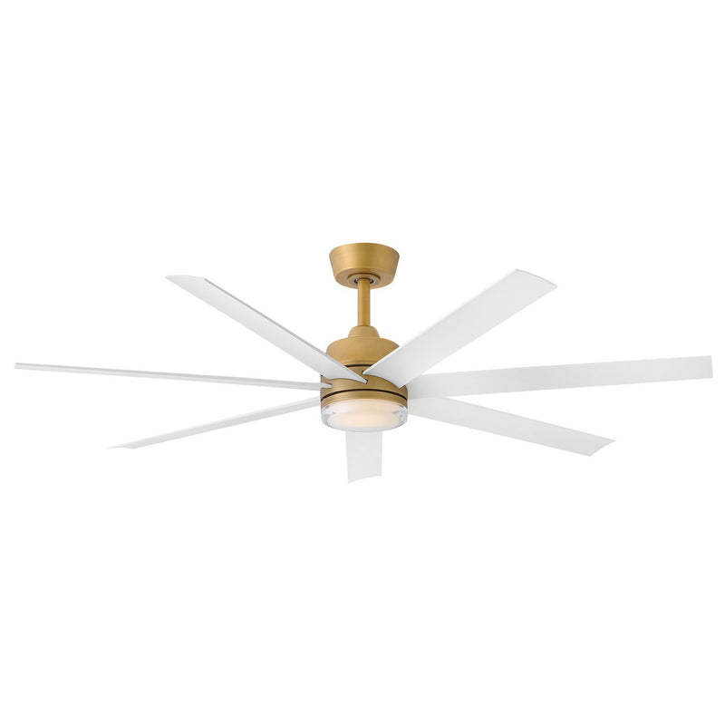 Current 56" Outdoor Smart Ceiling Fan with Light in Heritage Brass / Matte White