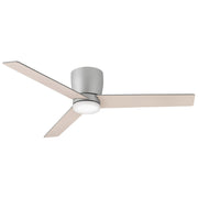 Ari 52" Outdoor Ceiling Fan with Light in Brushed Nickel / Silver/bleached Ashwood