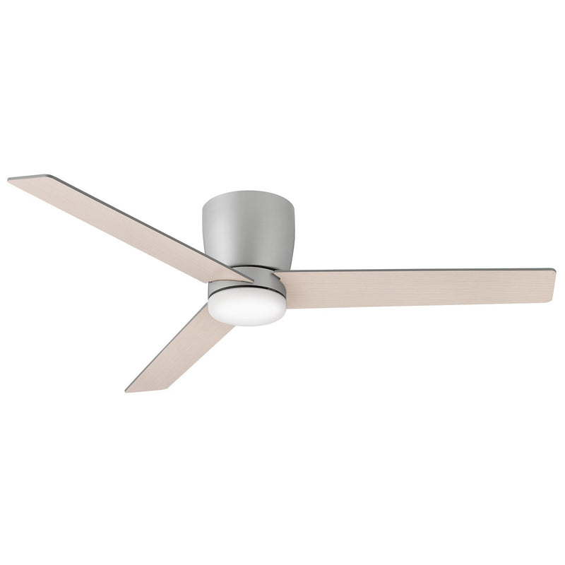 Ari 52" Outdoor Ceiling Fan with Light in Brushed Nickel / Silver/bleached Ashwood
