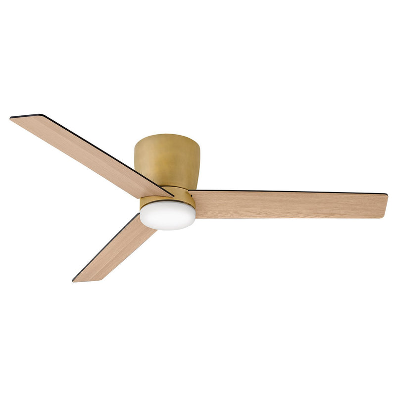Ari 52" Outdoor Ceiling Fan with Light in Heritage Brass / Matte Black/natural