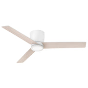 Ari 52" Outdoor Ceiling Fan with Light in Matte White / Matte White/bleached Ashwood