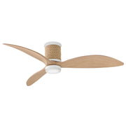 Marin Flush 60" Outdoor Smart Ceiling Fan with Light in Matte White / Natural
