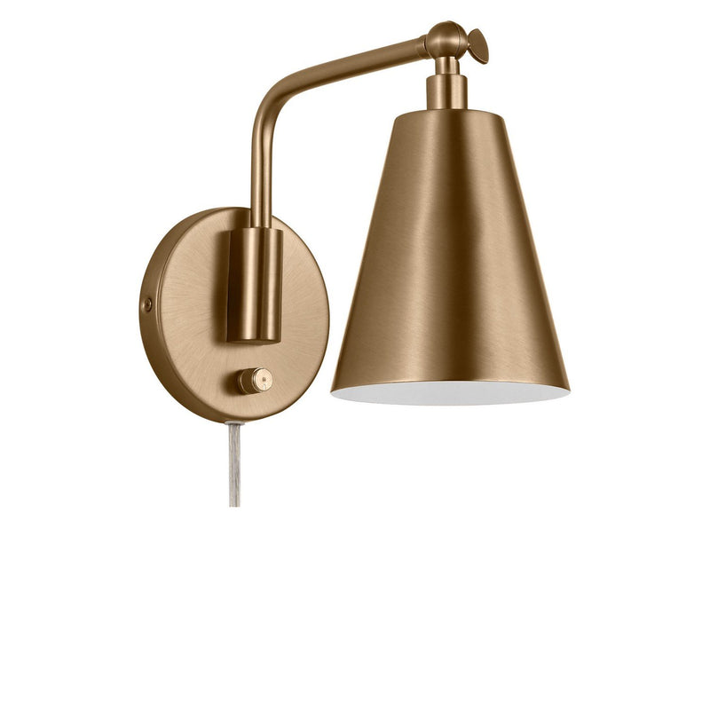 Drae Swing Arm Wall Lamp in Satin Brass