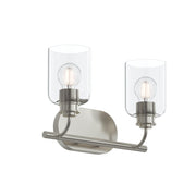 Reines 2-Light Clear Glass Bath Vanity Light in Brushed Nickel