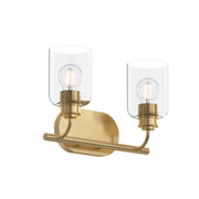 Reines 2-Light Clear Glass Bath Vanity Light in Brushed Gold
