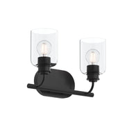 Reines 2-Light Clear Glass Bath Vanity Light in Matte Black
