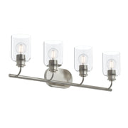 Reines 4-Light Clear Glass Bath Vanity Light in Brushed Nickel