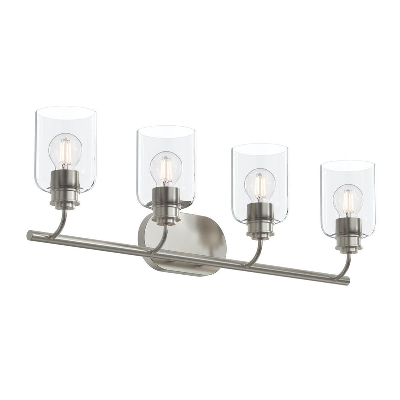 Reines 4-Light Clear Glass Bath Vanity Light in Brushed Nickel