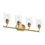 Reines 4-Light Clear Glass Bath Vanity Light in Brushed Gold