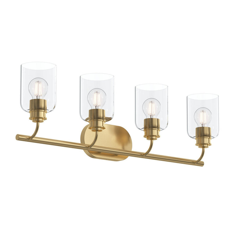 Reines 4-Light Clear Glass Bath Vanity Light in Brushed Gold