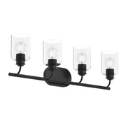 Reines 4-Light Clear Glass Bath Vanity Light in Matte Black