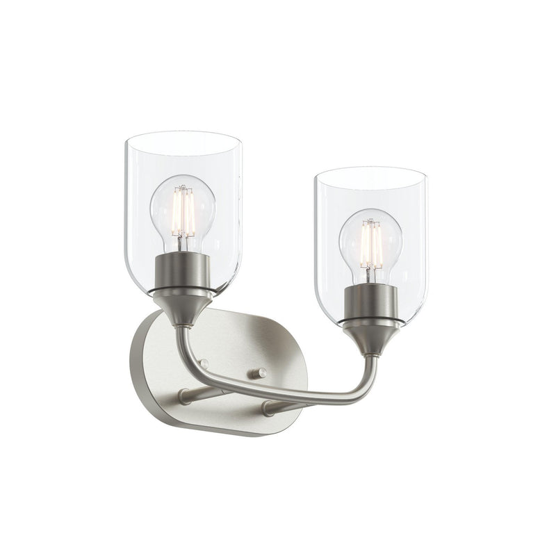 Ilia 2-Light Bath Vanity Light in Brushed Nickel