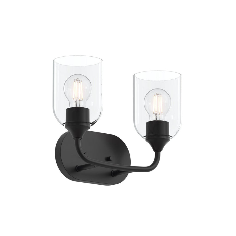 Ilia 2-Light Bath Vanity Light in Matte Black