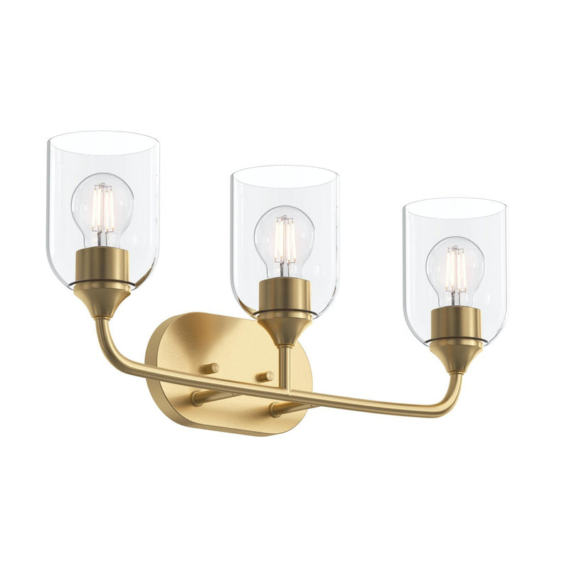 Ilia 3-Light Bath Vanity Light in Brushed Gold