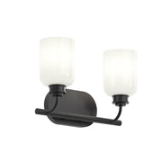Reines 2-Light Opal Glass Bath Vanity Light in Matte Black