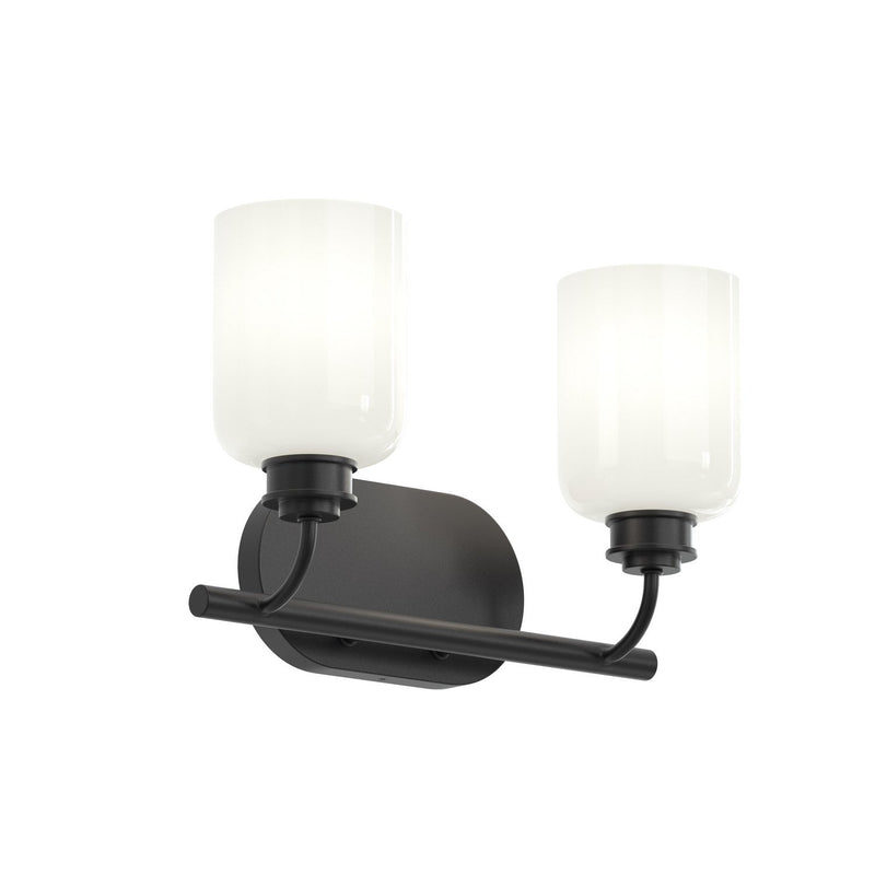 Reines 2-Light Opal Glass Bath Vanity Light in Matte Black