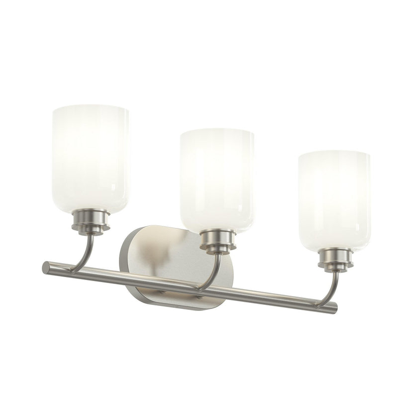 Reines 3-Light Opal Glass Bath Vanity Light in Brushed Nickel