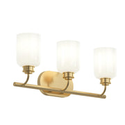 Reines 3-Light Opal Glass Bath Vanity Light in Brushed Gold