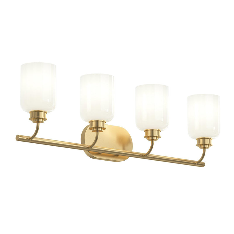 Reines 4-Light Opal Glass Bath Vanity Light in Brushed Gold