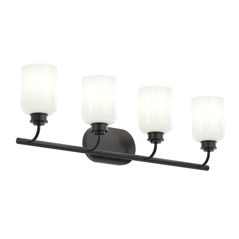 Reines 4-Light Opal Glass Bath Vanity Light in Matte Black