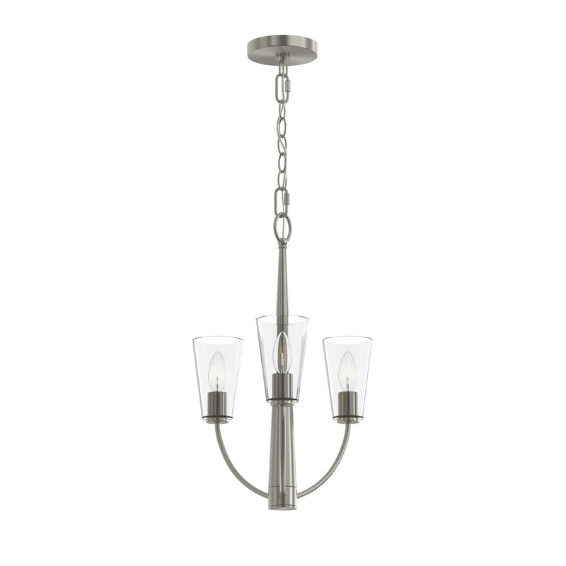 Jheni 3-Light Clear Glass Chandelier in Brushed Nickel