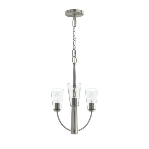 Jheni 3-Light Clear Glass Chandelier in Brushed Nickel