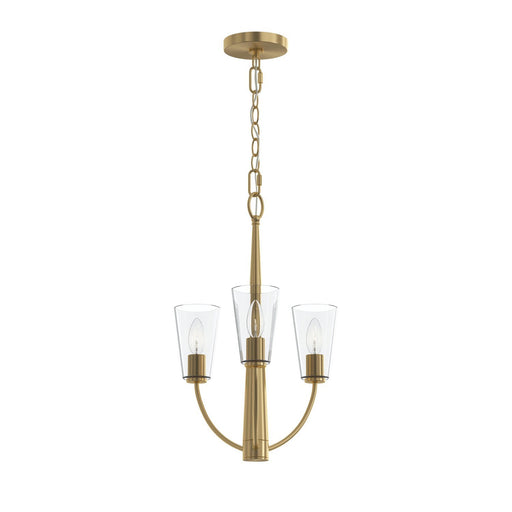 Jheni 3-Light Clear Glass Chandelier in Brushed Gold