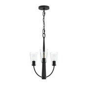 Jheni 3-Light Clear Glass Chandelier in Matte Black
