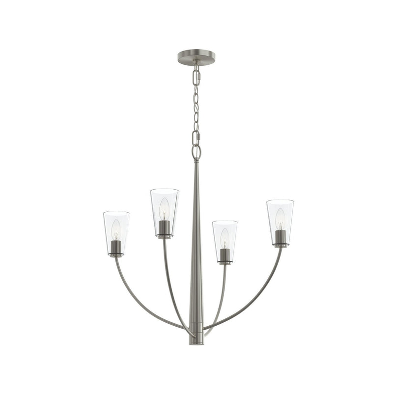 Jheni 4-Light Clear Glass Chandelier in Brushed Nickel
