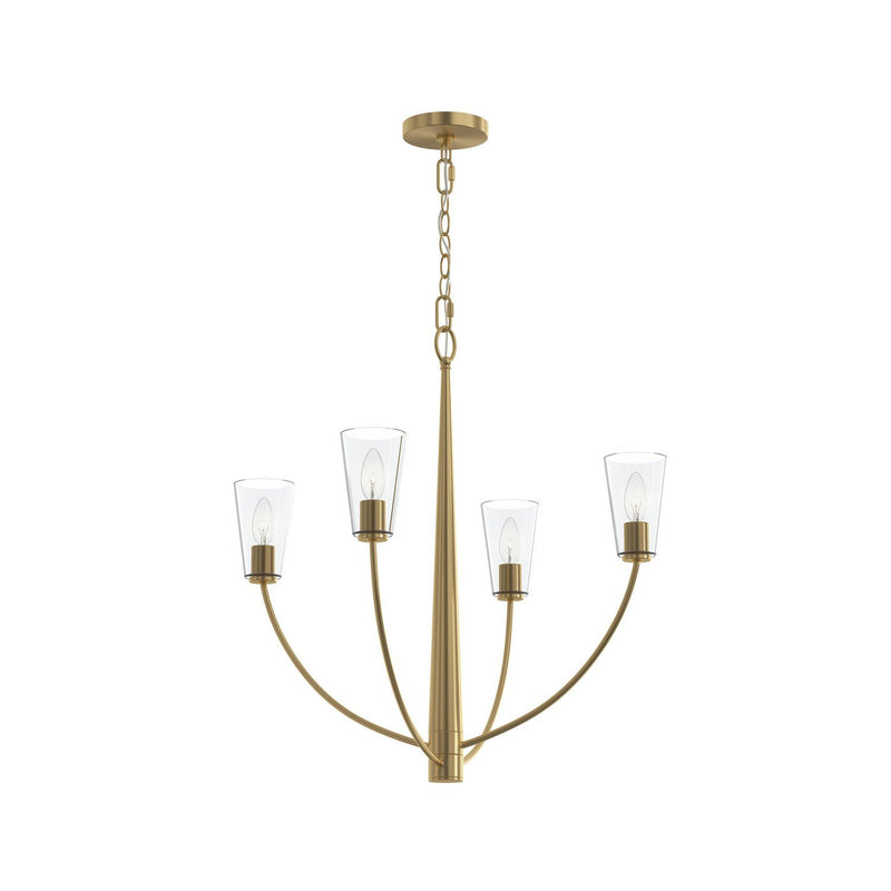 Jheni 4-Light Clear Glass Chandelier in Brushed Gold
