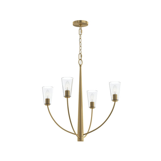 Jheni 4-Light Clear Glass Chandelier in Brushed Gold