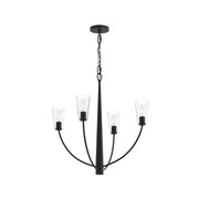 Jheni 4-Light Clear Glass Chandelier in Matte Black