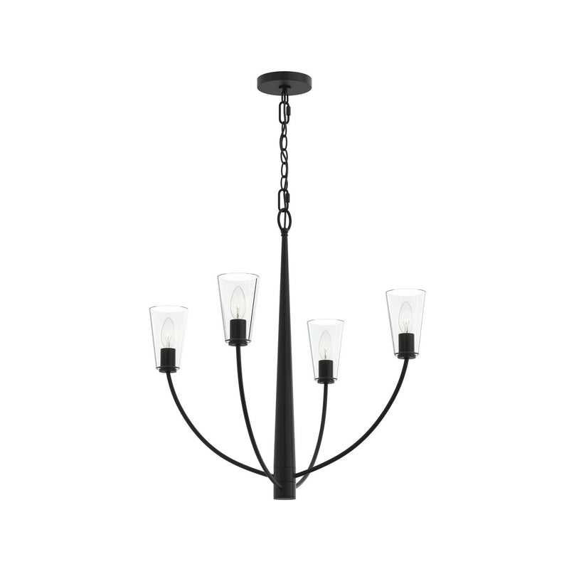 Jheni 4-Light Clear Glass Chandelier in Matte Black