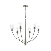 Jheni 6-Light Clear Glass Chandelier in Brushed Nickel