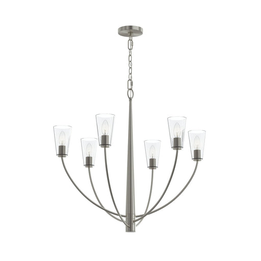 Jheni 6-Light Clear Glass Chandelier in Brushed Nickel