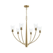 Jheni 6-Light Clear Glass Chandelier in Brushed Gold