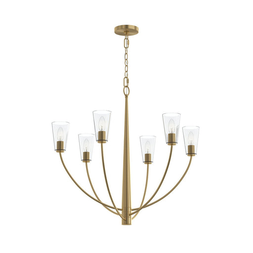 Jheni 6-Light Clear Glass Chandelier in Brushed Gold