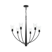 Jheni 6-Light Clear Glass Chandelier in Matte Black